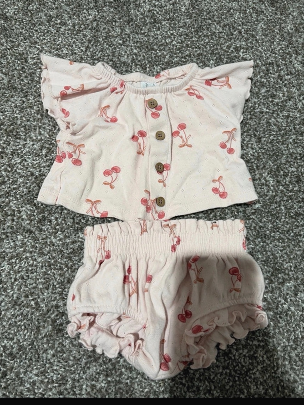 Pink Cherry Print Girls Two-Piece Underwear Set